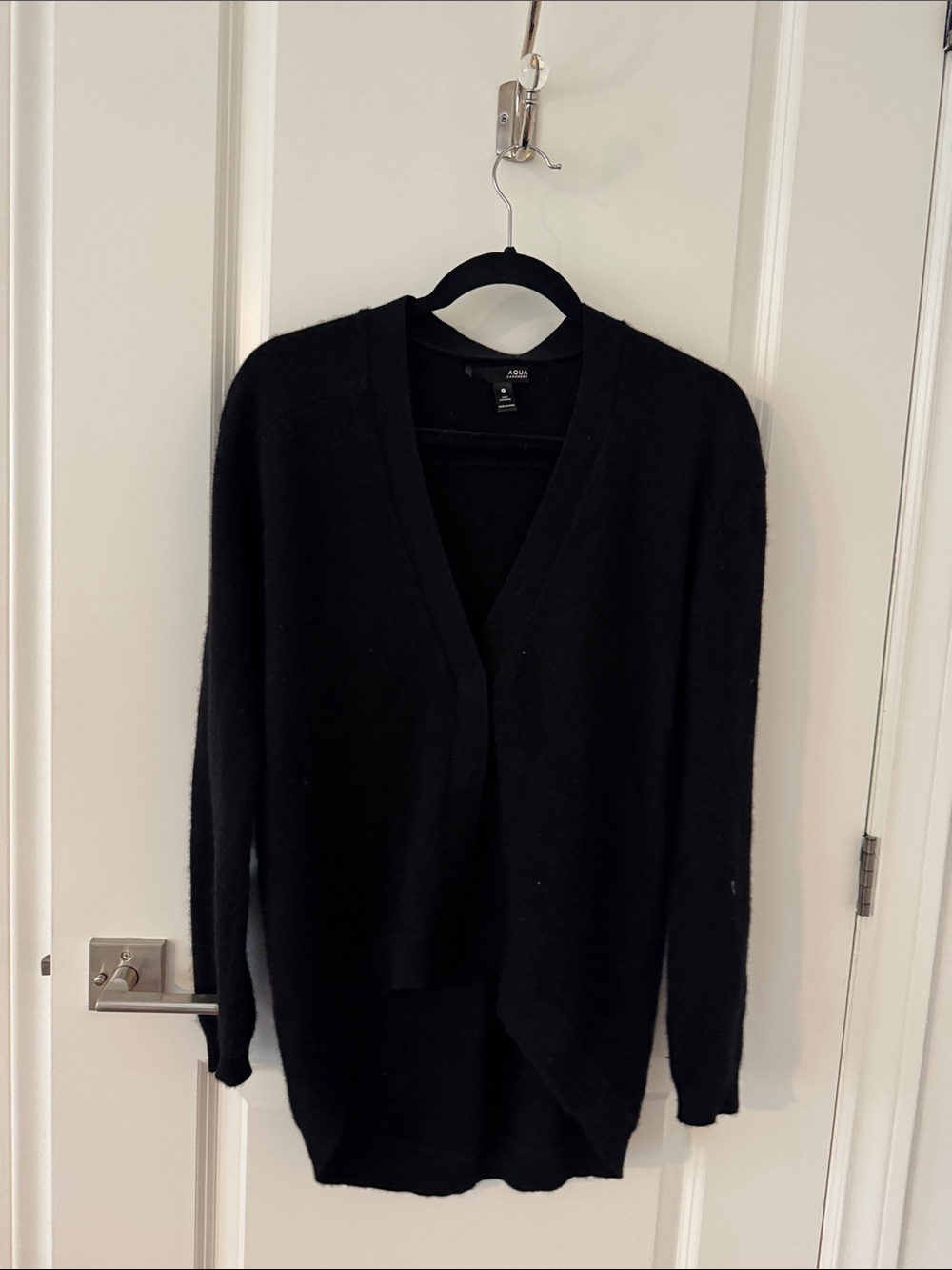 Aqua cashmere Black V-Neck Open Cardigan